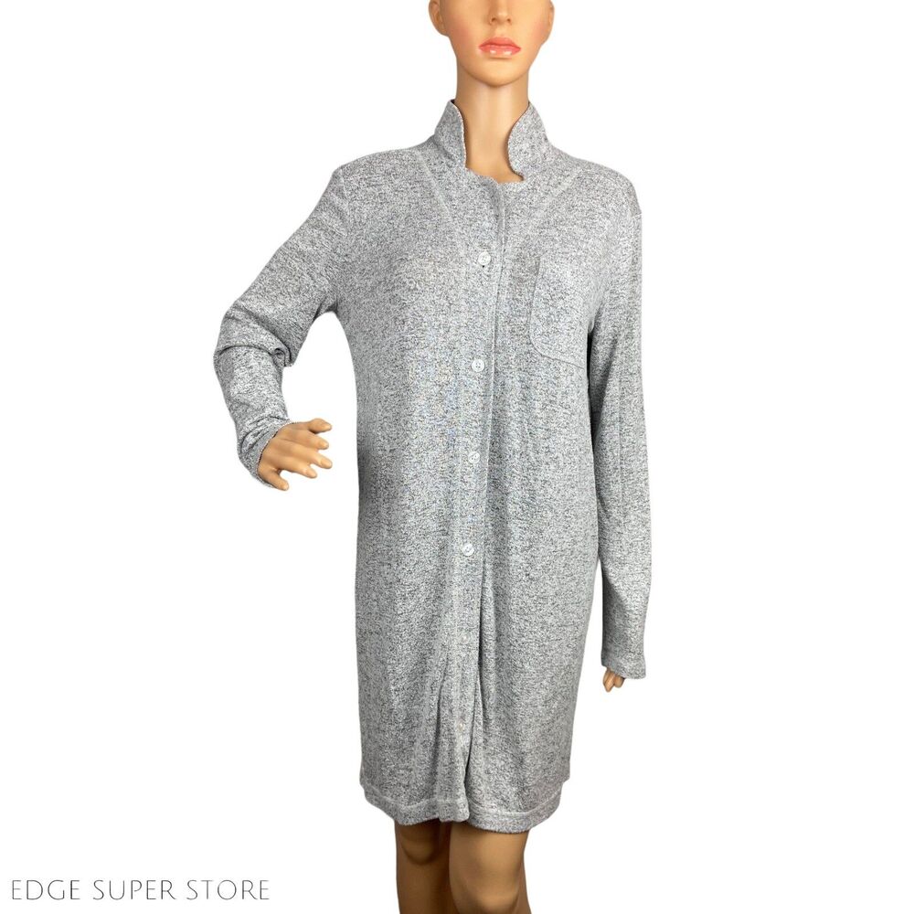 Sonoma Intimates Light Gray Button Up Pocket PJ Night Sleepwear Dress XS XSmall